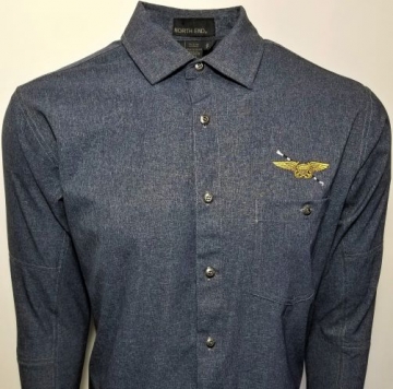 North End Men's NFO Wings & Hook Navy Two-Tone Performance Shirt